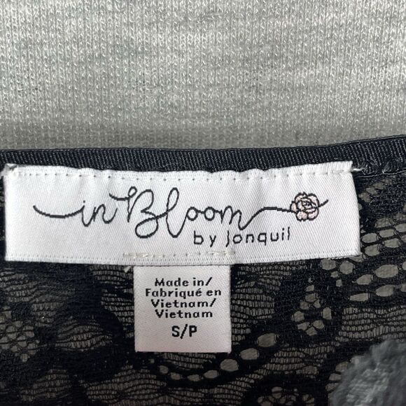 In Bloom by Jonquil RED/BLACK FLORAL Chemise VELVET Trim Lace Size Small S - Picture 7 of 11